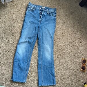 Mother cropped skinny stretchy jean button fly high waisted